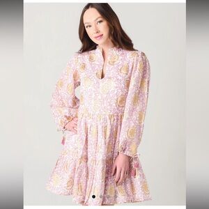 Oliphant Pink Women's Long Sleeve Yoke Dress